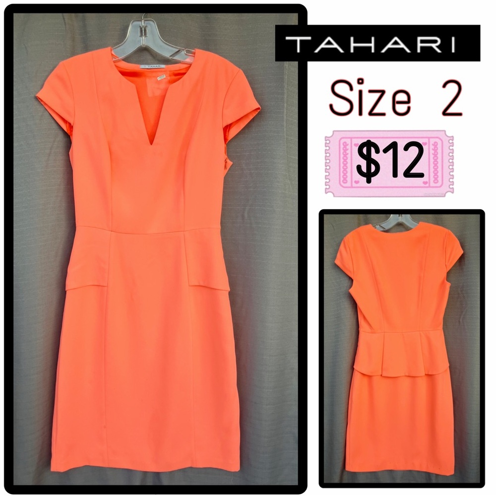 Tahari Vibrant Orange Midi Dress